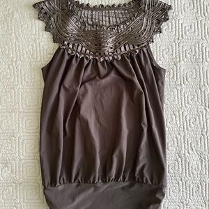 Perseption Concept Taupe Sleeveless Blouse